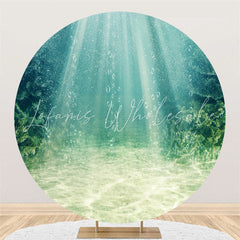 Lofaris Circle Light Green Sea World Scenery Party Backdrop