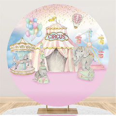 Lofaris Circle Light Pink Circus Theme Birthday Party Backdrop