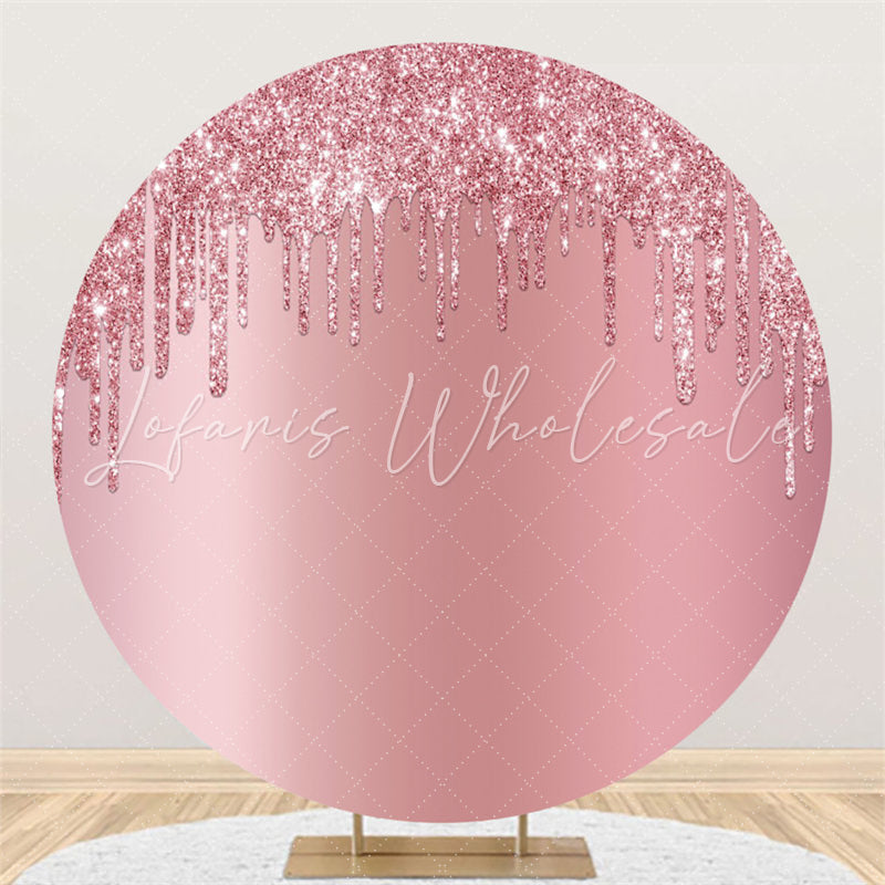 Lofaris Circle Light Pink Glitter Birthday Party Backdrops