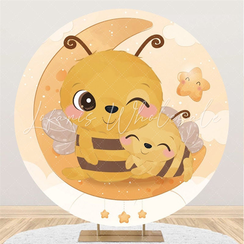 Lofaris Circle Little Bee And Moo Star Round Baby Shower Backdrop