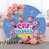 Lofaris Circle Little Cute Babies Blue Baby Shower Backdrop