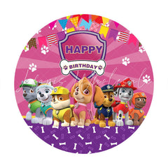 Lofaris Circle Little Dogs And Flags Pink Birthday Backdrop