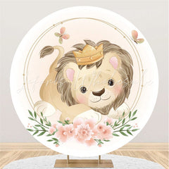 Lofaris Circle Lovely Floral Lion Themed Birthday Backdrop
