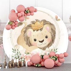 Lofaris Circle Lovely Floral Lion Themed Birthday Backdrop