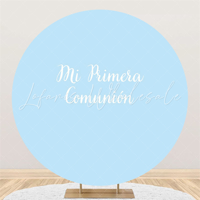 Lofaris Circle Mi Primera Comunion Round Blue Baby Shower Backdrop
