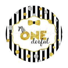 Lofaris Circle Mr.One Derful Gold Birthday Backdrop For Party