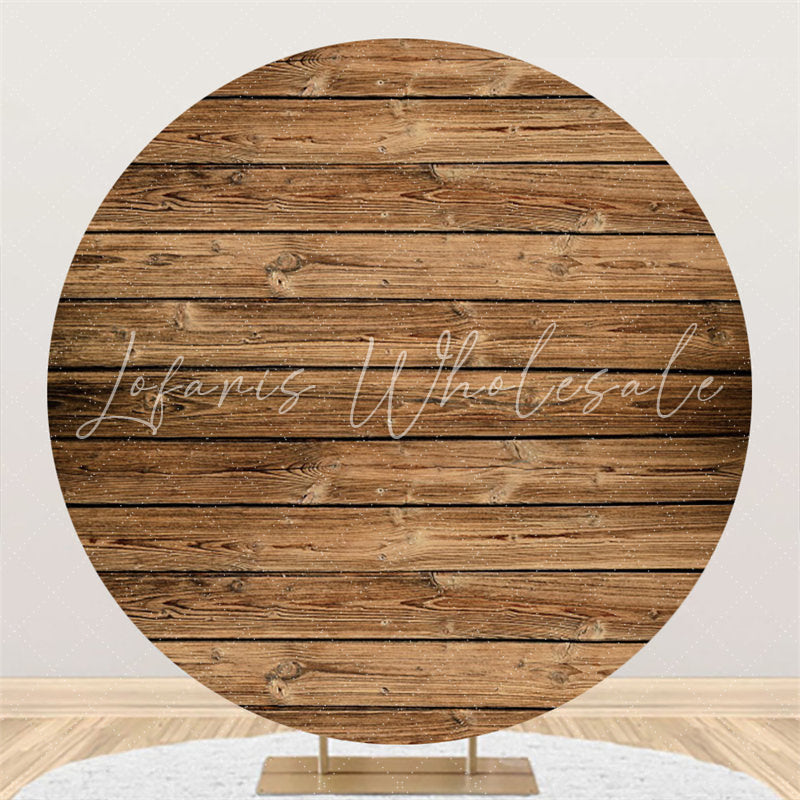 Lofaris Circle Nature Simple Brown Wood Birthday Backdrops