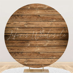 Lofaris Circle Nature Simple Brown Wood Birthday Backdrops