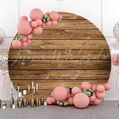Lofaris Circle Nature Simple Brown Wood Birthday Backdrops