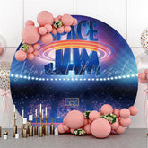 Lofaris Circle Navy Blue Basketball Stage Birthday Backdrop