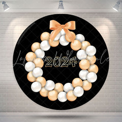 Lofaris Circle Orange Bow Balloons Happy New Year Backdrop