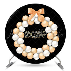 Lofaris Circle Orange Bow Balloons Happy New Year Backdrop