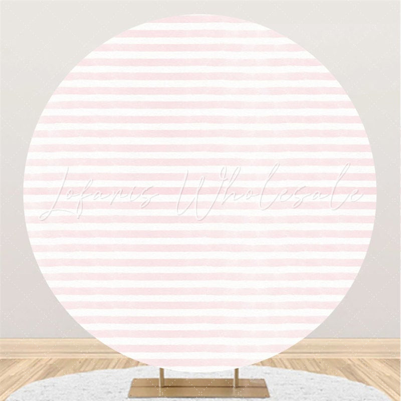 Lofaris Circle Pink And White Stripes Birthday Party Backdrop