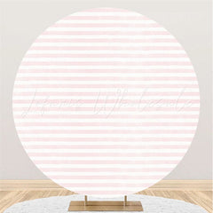 Lofaris Circle Pink And White Stripes Birthday Party Backdrop