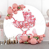 Lofaris Circle Pink Floral Stroller Baby Shower Backdrop