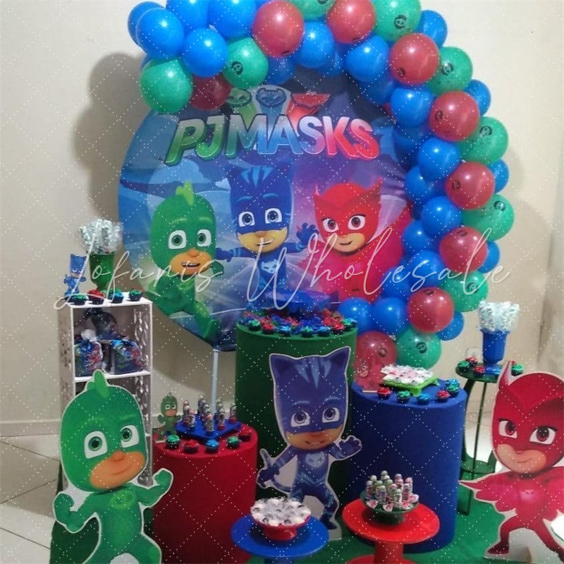 Lofaris Circle Pjmasks Round Birthday Party Backdrop For Boy
