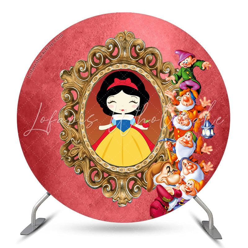 Lofaris Circle Princess And Mirror Happy Birthday Backdrop