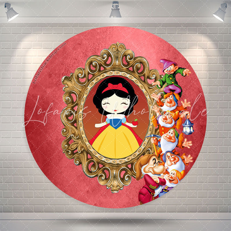 Lofaris Circle Princess And Mirror Happy Birthday Backdrop