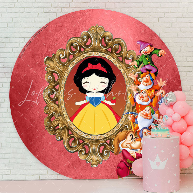 Lofaris Circle Princess And Mirror Happy Birthday Backdrop