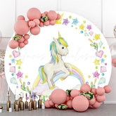 Lofaris Circle Rainbow And White Horse Baby Shower Backdrop
