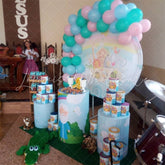 Lofaris Circle Rainbow Animals Round Boat Birthday Backdrop