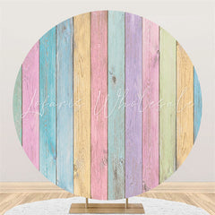 Lofaris Circle Rainbow Color Wooden Happy Birthday Backdrop