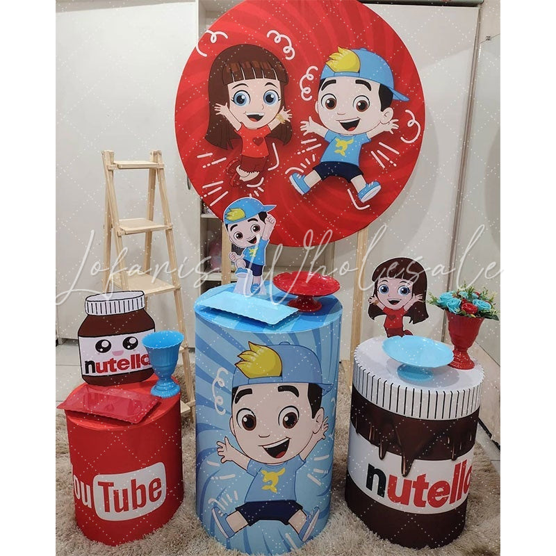 Lofaris Circle Red Girl And Blue Boy Happy Birthday Backdrop Kit