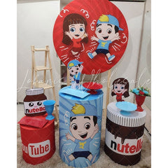 Lofaris Circle Red Girl And Blue Boy Happy Birthday Backdrop Kit