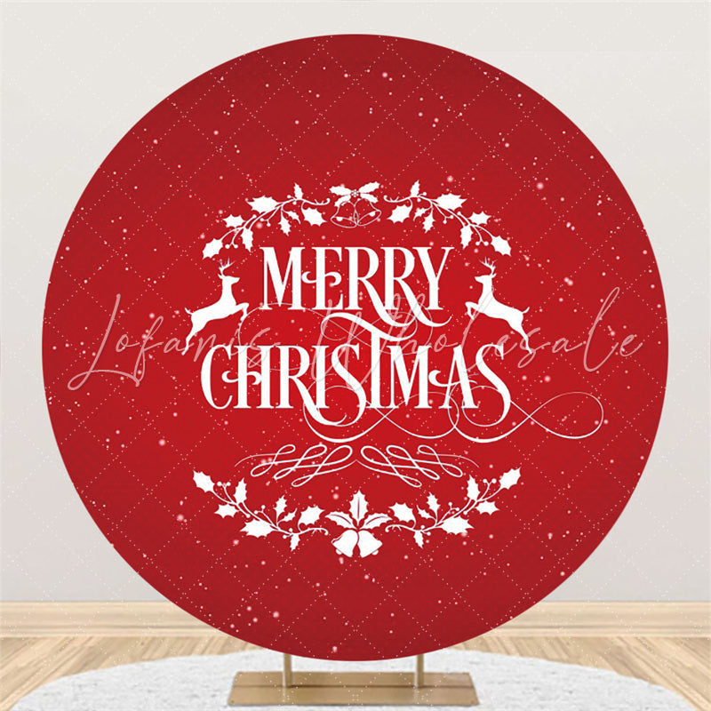 Lofaris Circle Red Leaves Merry Christmas Happy Holiday Backdrop
