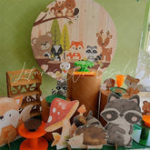 Lofaris Circle Safari Animals Wooden Birthday Party Backdrop