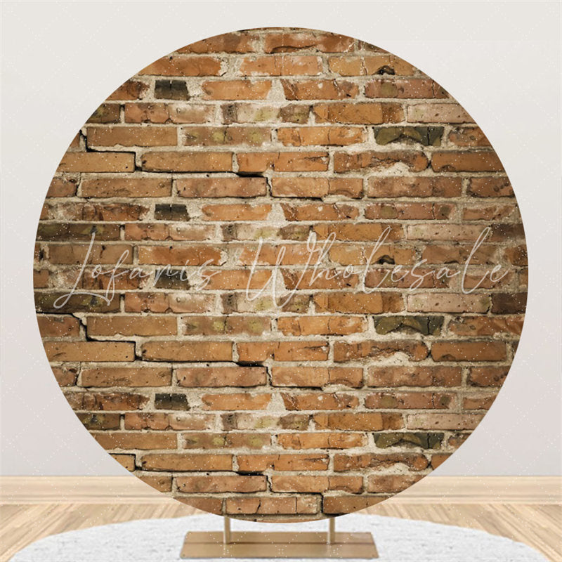 Lofaris Circle Simple Light Red Bricks Birthday Party Backdrop