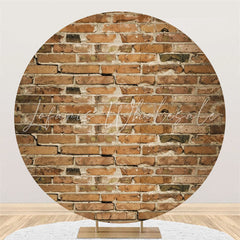 Lofaris Circle Simple Light Red Bricks Birthday Party Backdrop