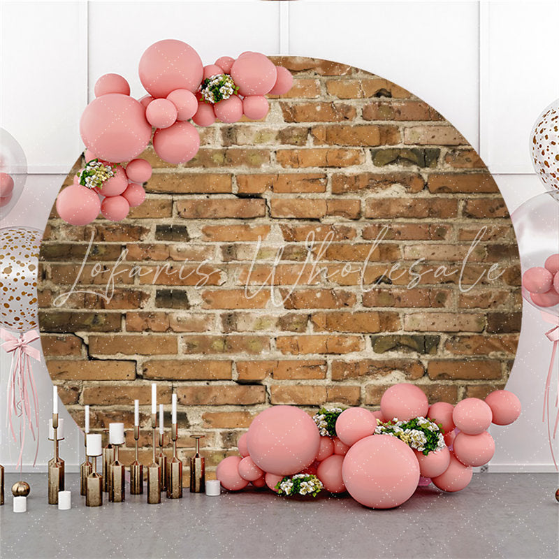 Lofaris Circle Simple Light Red Bricks Birthday Party Backdrop