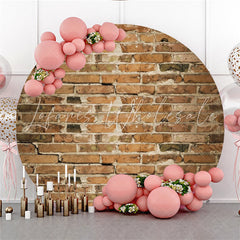 Lofaris Circle Simple Light Red Bricks Birthday Party Backdrop