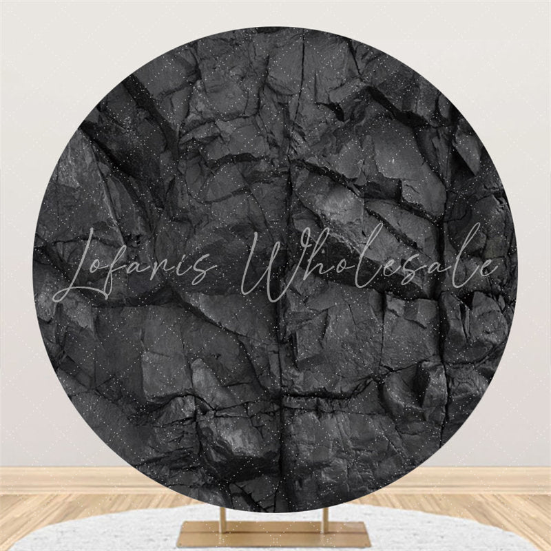 Lofaris Circle Simple Nature Black Stone Birthday Backdrop