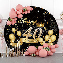 Lofaris Circle Fireworks Balloons 40th Happy Birthday Backdrop