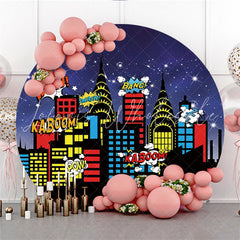 Lofaris Circle Star Night High Builddings Birthday Backdrop