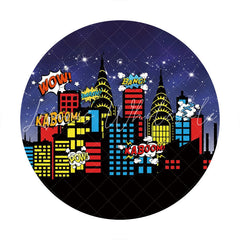 Lofaris Circle Star Night High Builddings Birthday Backdrop