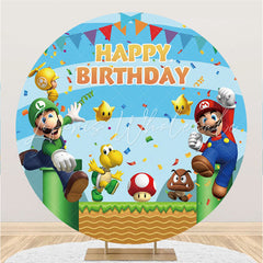 Lofaris Circle Super Character Round Kids Happy Birthday Backdrop