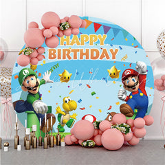 Lofaris Circle Super Character Round Kids Happy Birthday Backdrop