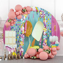 Lofaris Circle Sweet Cone Happy Birthday Backdrop For Girl