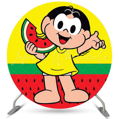 Lofaris Circle Watermelon Girl Yellow Birthday Party Backdrop