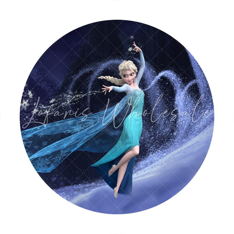 Lofaris Circle White Glitter Snow And Princess Birthday Backdrop