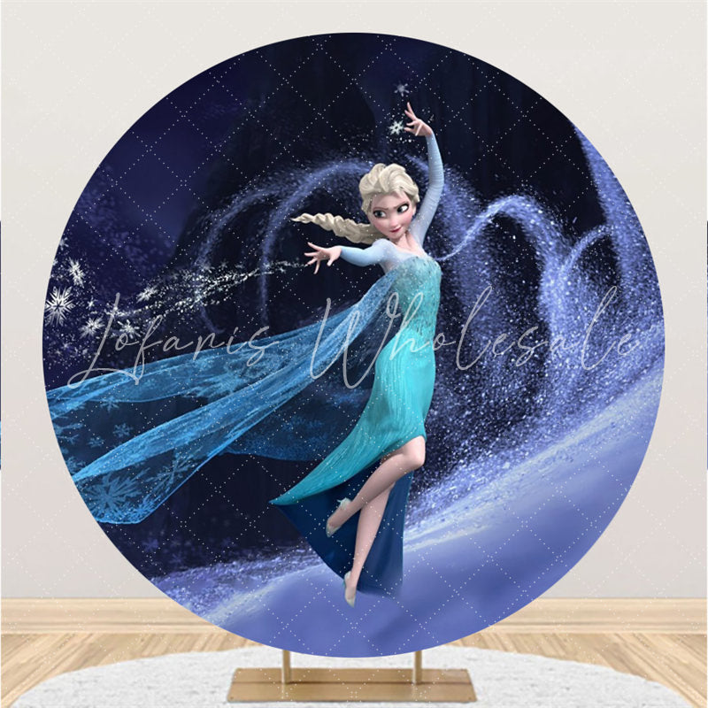 Lofaris Circle White Glitter Snow And Princess Birthday Backdrop