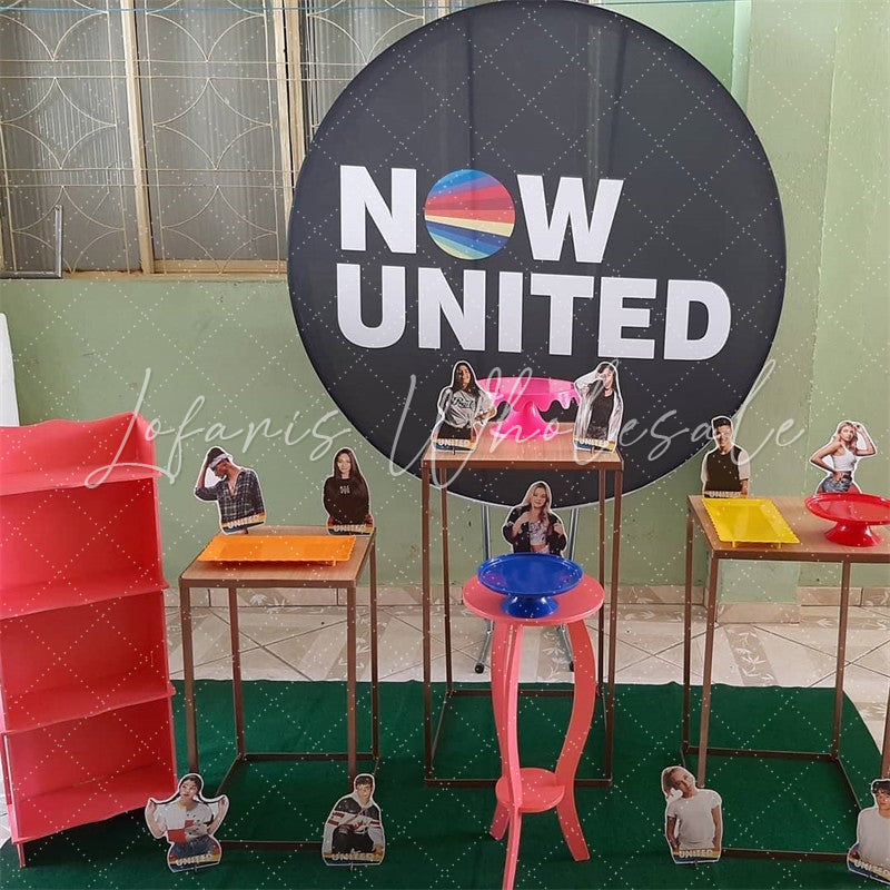 Lofaris Circle White Now United Black Birthday Party Backdrop