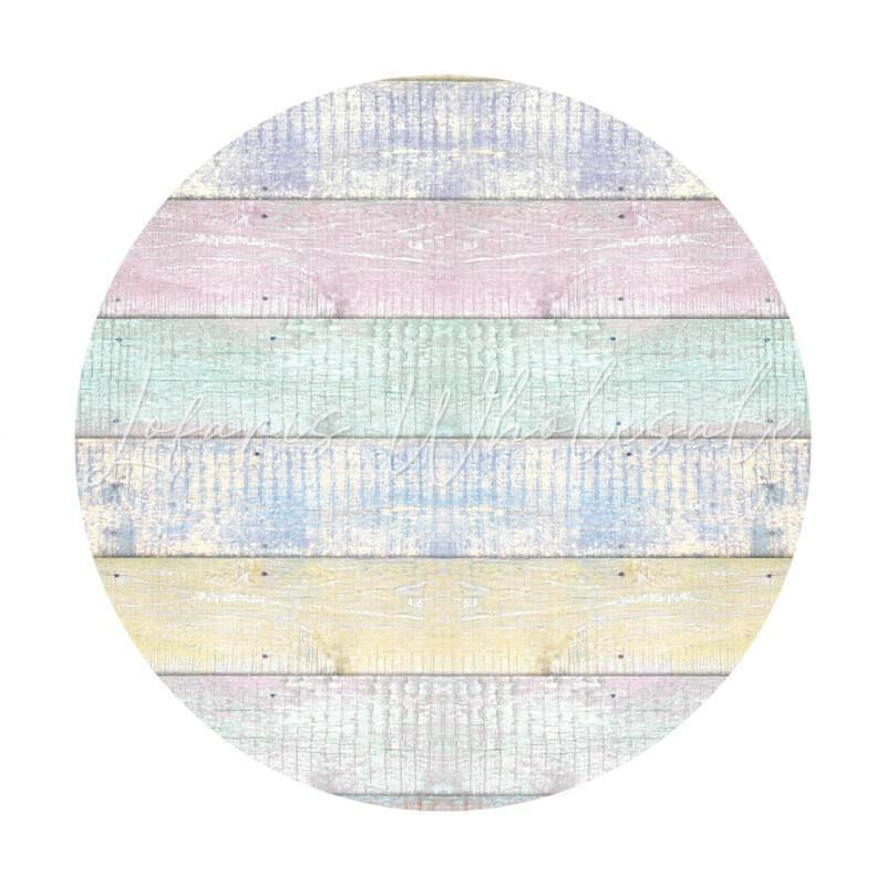 Lofaris Circle Wooden Colored Simple Happy Birthday Backdrop