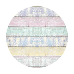 Lofaris Circle Wooden Colored Simple Happy Birthday Backdrop