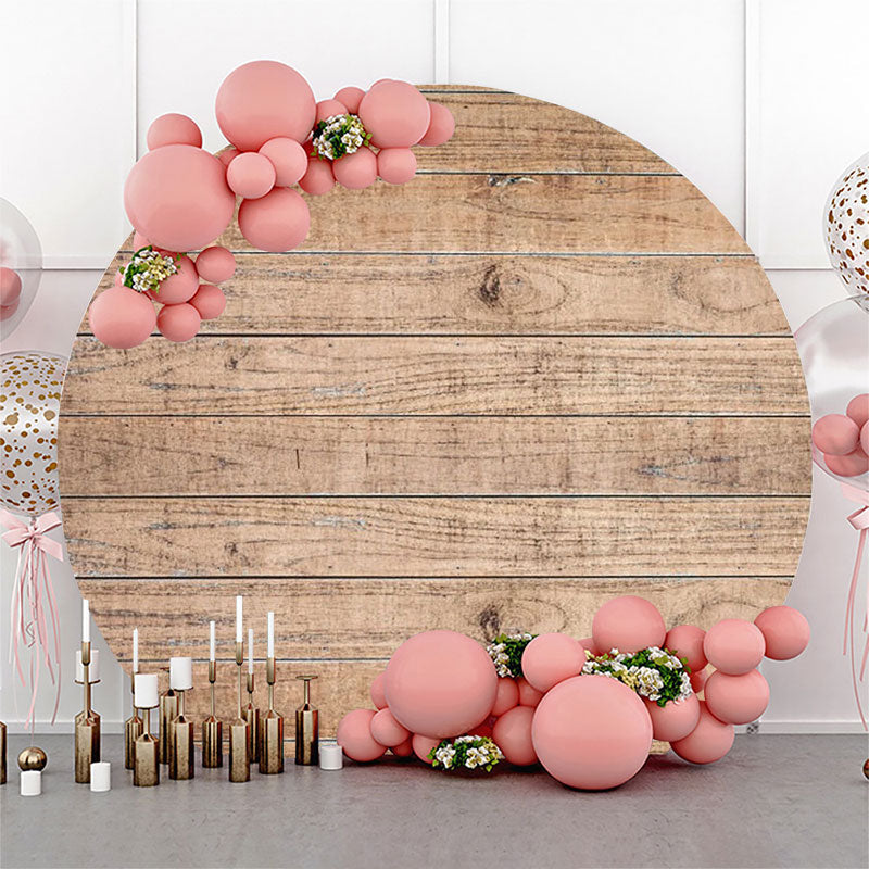 Lofaris Circle Wooden Textured Simple Baby Shower Backdrop