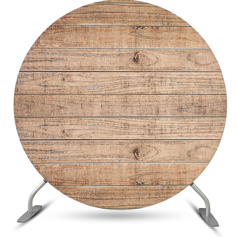 Lofaris Circle Wooden Textured Simple Baby Shower Backdrop