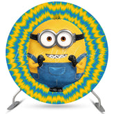 Lofaris Circle Yellow And Blue Cartoon Birthday Round Backdrop